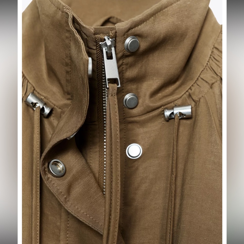 NWT Zara Women's Fluid Bomber Jacket With Adjustable Funnel Neck. Size M - Picture 7 of 15